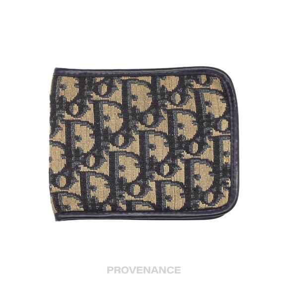 🔴 Dior Oblique Trotter Bifold Wallet - Navy Jacquard - Picture 1 of 7